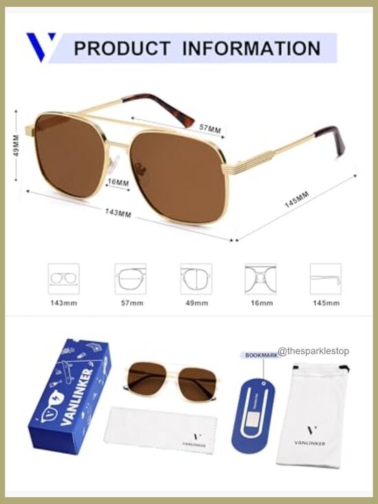 Polarized Trendy Aviator Square Sunglasses UV Protection Metal Frame main image 7